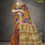 Indian Digital Multicolor Designer Saree With BP by Sharda Sarees featuring artistic ethnic styling