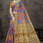 Indian Digital Glory Royal Portrait Saree by Sharda Sarees featuring artistic digital print and decorative heritage border