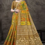 Indian Digital Glory Golden Meadow Saree by Sharda Sarees featuring artistic digital print and elegant traditional styling