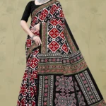 Jhansi Handloom Red Black Designer Saree by Sharda Sarees with traditional woven styling