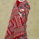 Jhansi Handloom Red White Designer Saree by Sharda Sarees with traditional woven styling