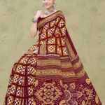 Jhansi Handloom Maroon Mustard Designer Saree by Sharda Sarees with traditional woven styling