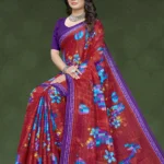 Monte Carlo Maroon Designer Saree by Sharda Sarees with floral detailing and elegant traditional styling