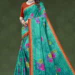 Monte Carlo Turquoise Floral Designer Saree by Sharda Sarees with elegant traditional styling
