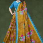 Monte Carlo Mustard Floral Designer Saree by Sharda Sarees with elegant traditional styling