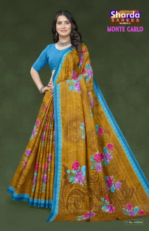 Monte Carlo Mustard Floral Designer Saree by Sharda Sarees with elegant traditional styling