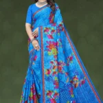 Monte Carlo Royal Blue Designer Saree by Sharda Sarees with floral and geometric detailing