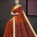 Silver Baluchery BP Rust Maroon Saree by Sharda Sarees featuring artistic traditional woven detailing