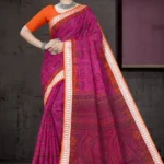 Silver Baluchery BP Pink Orange Saree by Sharda Sarees featuring artistic traditional woven detailing