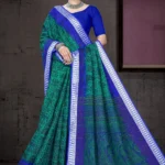 Silver Baluchery BP Blue Green Saree by Sharda Sarees featuring traditional artistic woven detailing