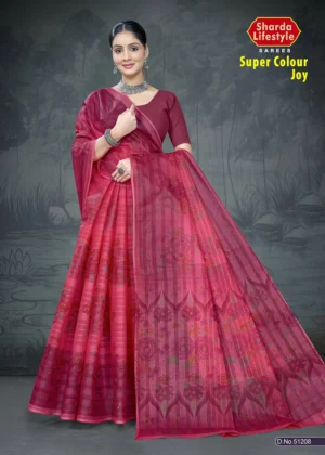 Super Colour Joy Rose Pink Floral Designer Saree by Sharda Sarees featuring elegant traditional styling and decorative border