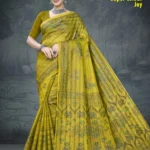 Super Colour Joy Olive Green Floral Designer Saree by Sharda Sarees with elegant traditional styling