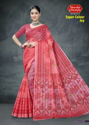 Super Colour Joy Pink Floral Designer Saree by Sharda Sarees with elegant traditional styling