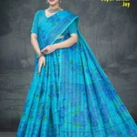 Super Colour Joy Blue Floral Designer Saree by Sharda Sarees with elegant traditional styling