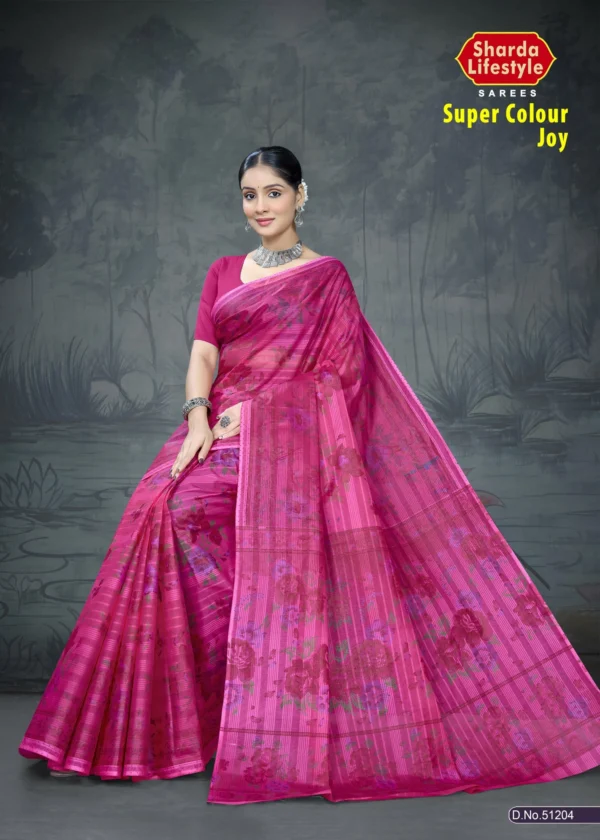 Super Colour Joy Magenta Pink Floral Designer Saree by Sharda Sarees with elegant traditional styling