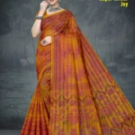 Super Colour Joy Mustard Orange Floral Designer Saree by Sharda Sarees with elegant traditional styling